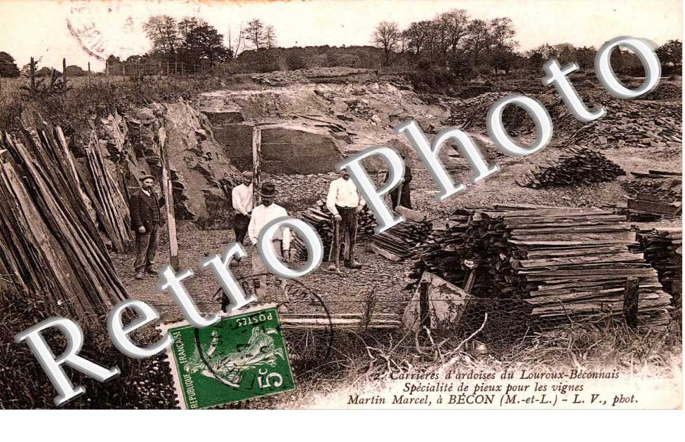 Carriere d'ardoises du Louroux-Beconnas - specialite de pieux pour les vignes Martin Marcel
