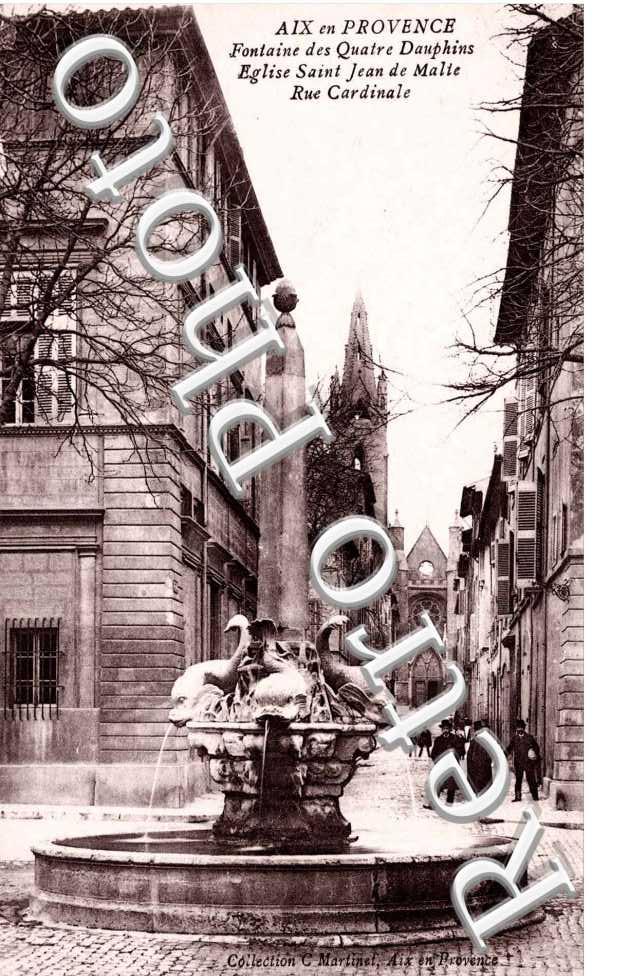 Fontaine des 4 dauphins. Eglise St Jean de Malte