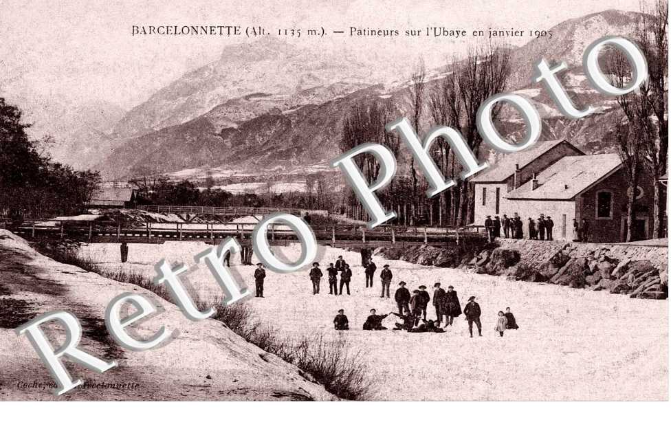 patineurs sur l'Ubaye en janvier 1905