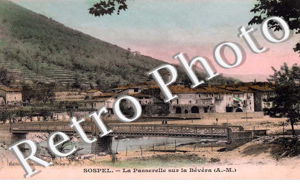 la passerelle sur la Bevera (carte colorisee)