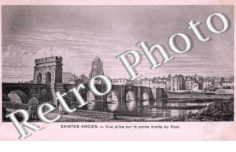saintes ancien - vue prise sur la partie droite du pont