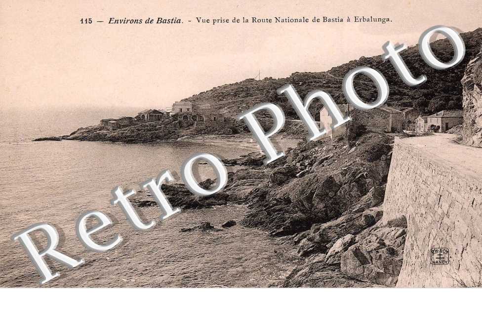 Vue prise de la route nationale de Bastia à Erbalunga