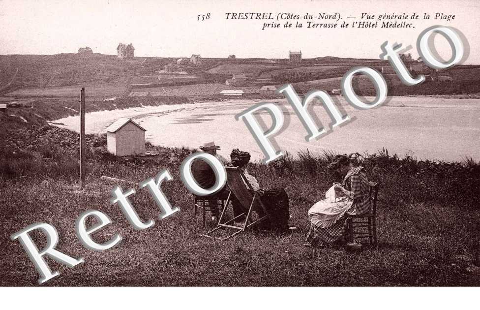 TRESTREL  -  vue generale de la plage prise de la terrasse de l'hotel Medellec
