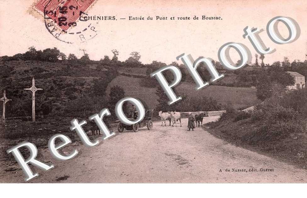 entree du pont et route de Boussac