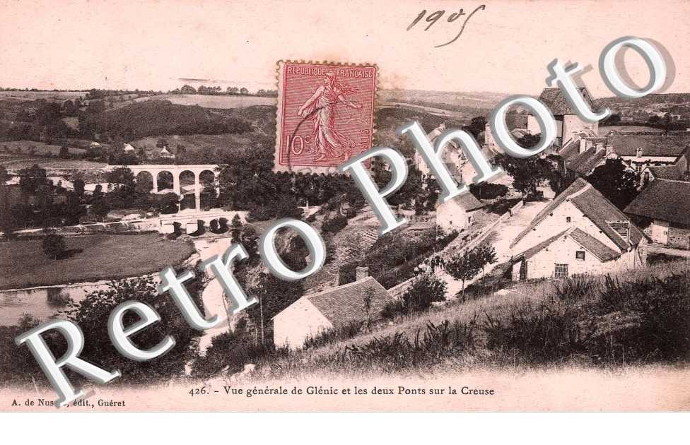Vue generale de Glenic  et les deux ponts sur la Creuse