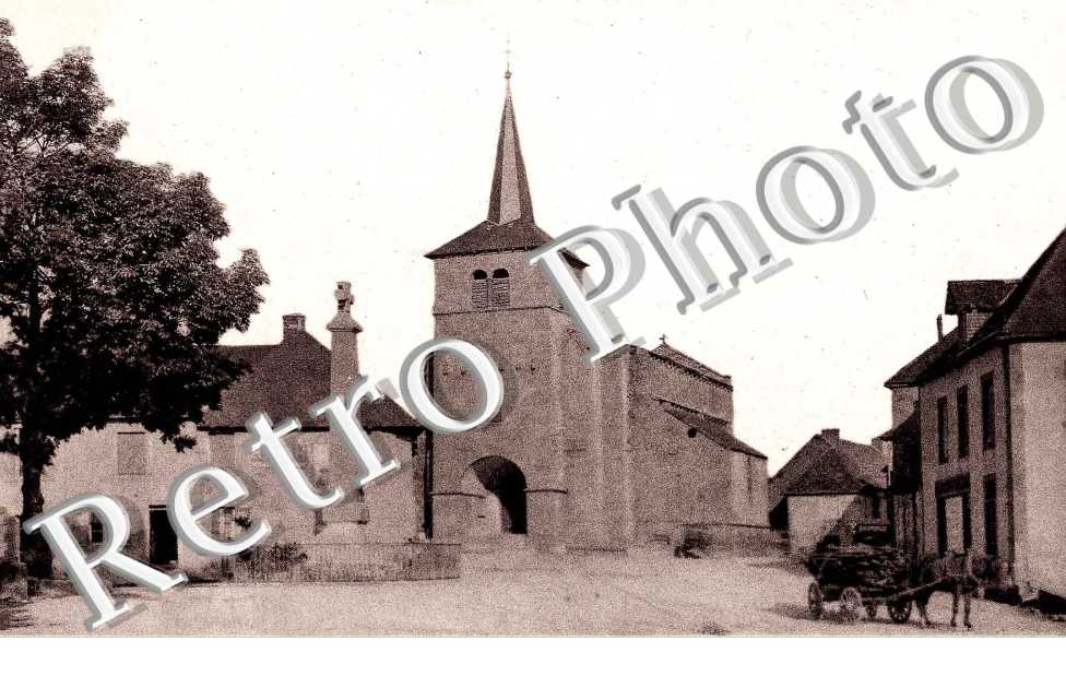 (L'EGLISE ET CHARIOT AVEC CHEVAL)