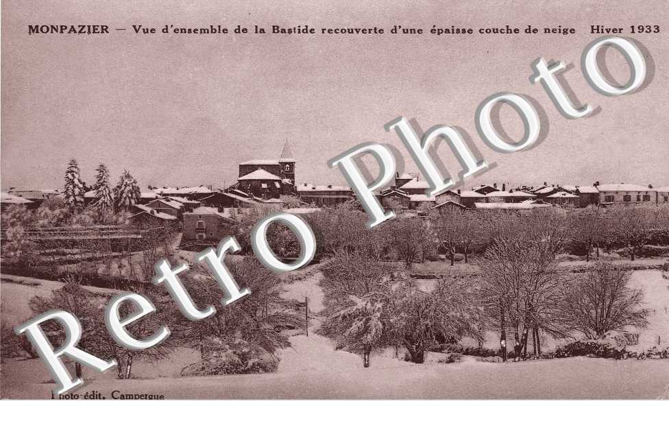 Vue d'ensemble de la Bastide recouverte d'une couche de neige - hiver 1933