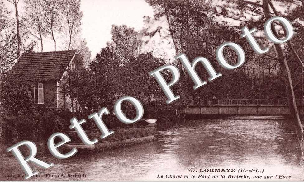 le chalet et le pont de la Breteche, vue sur l' Eure