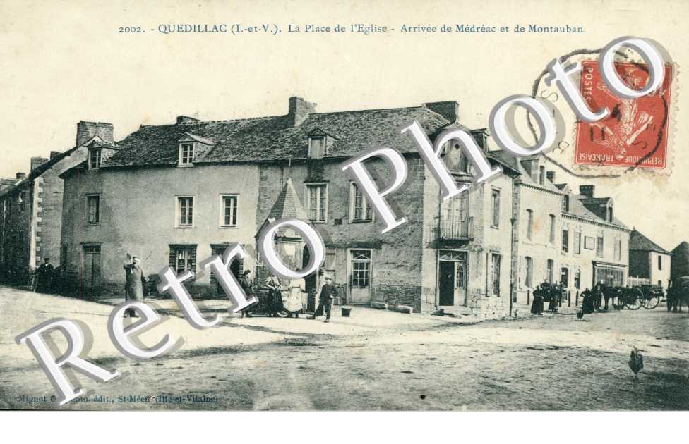 La place de l'eglise - arrivee de Medreac et de Montauban