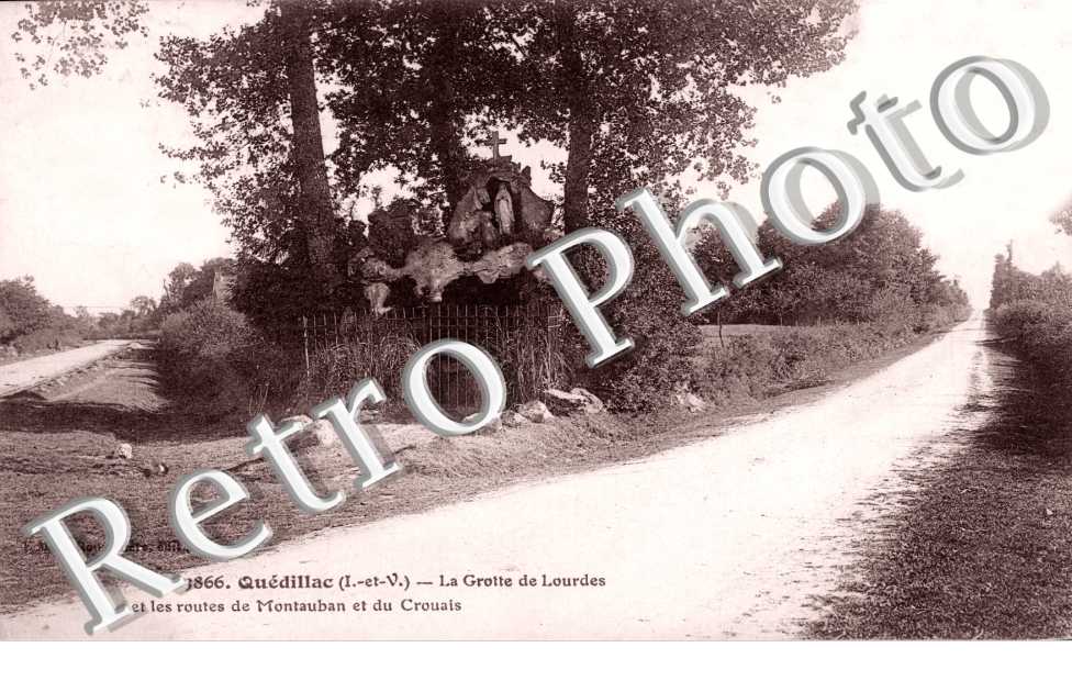 La grotte de Lourdes et les routes de Montauban et du Crouais