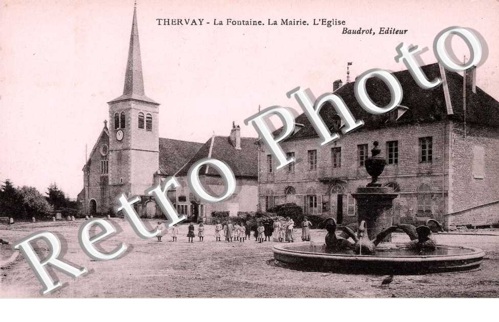 la fontaine, la mairie, l'eglise