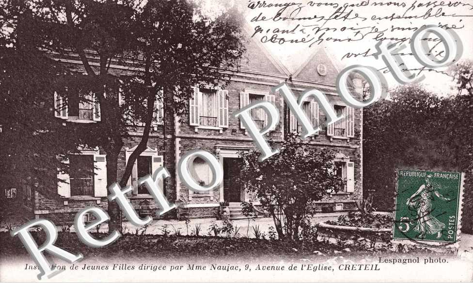 Institution de jeunes Filles dirigée par Mme Naujac - 9 Avenue de l'Eglise