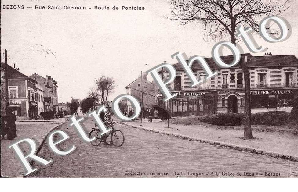 Rue Saint Germain - route de Pontoise - Cafe Tanguy (couleur)