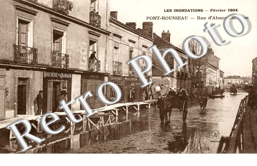 les Innondations fevrier 1904 PONT-ROUSSEAU  rue d'Alsace Lorraine