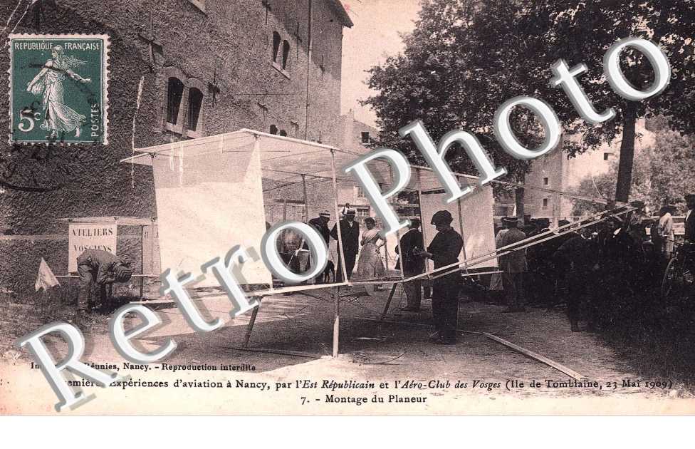 Experiences d'aviation - Montage du planeur Ile de Tomblaine le 23 mai 1909