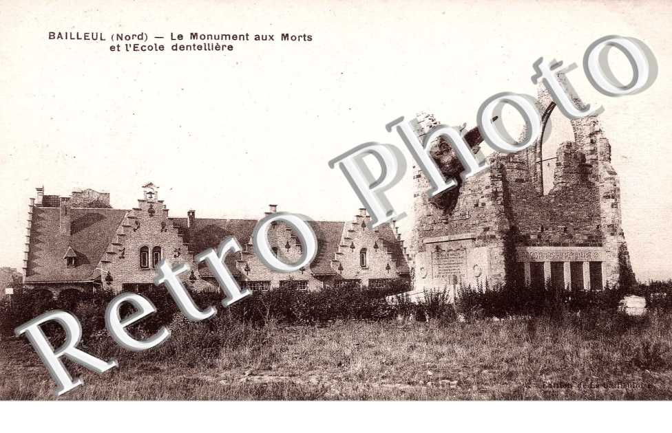 le monument aux morts et l' ecole dentelliere