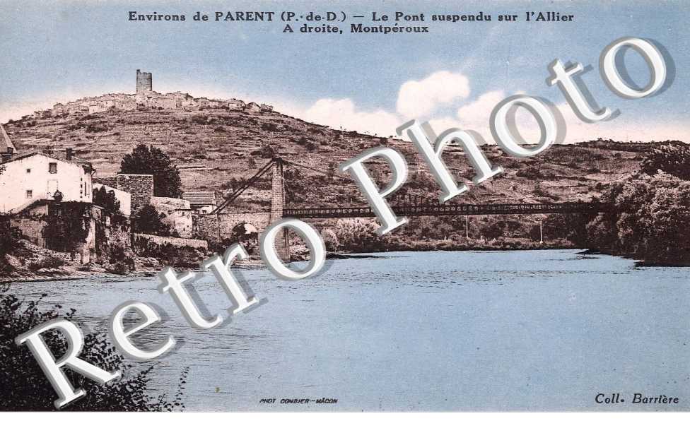 le pont suspendu sur l'Allier A droite, Montperoux
