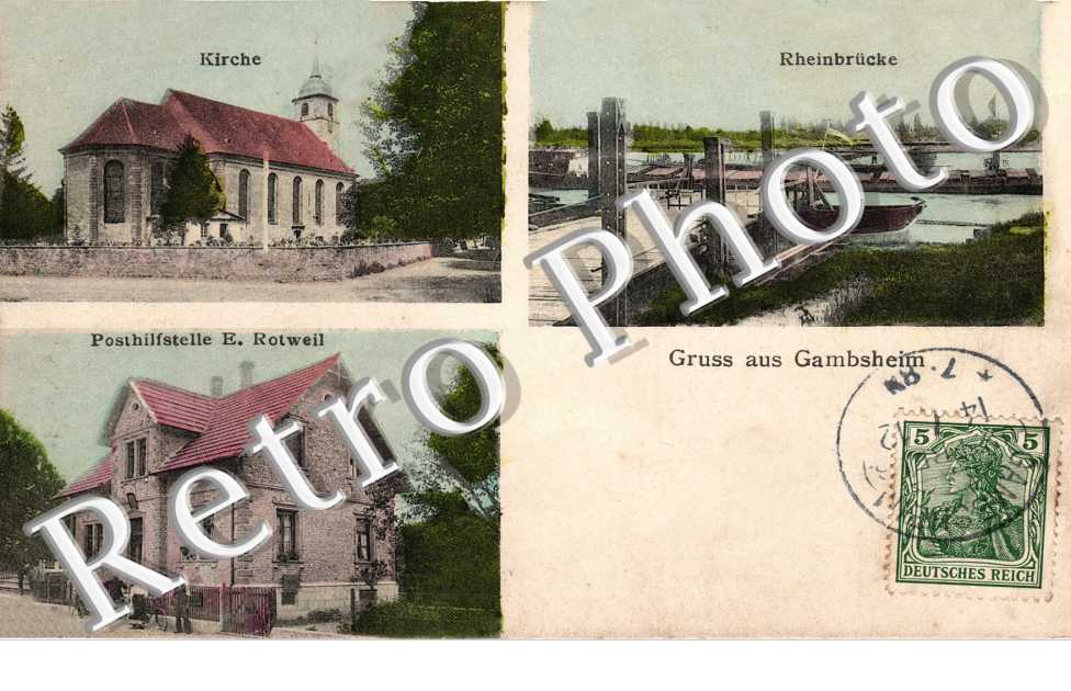 Kirhce, Posthilfstelle, Rheinbrucke