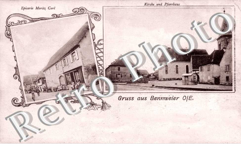 Gruss aus ... Epicerie Moritz Carl - Kirche und Pfarrhaus