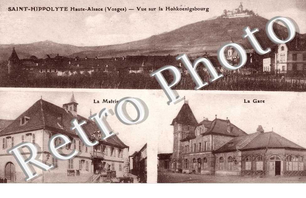 La mairie, la gare, vue sur le Hohkoenigsbourg