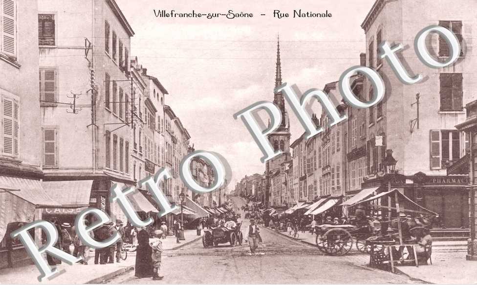 Rue nationale et gare du chemin de fer du Beaujolais