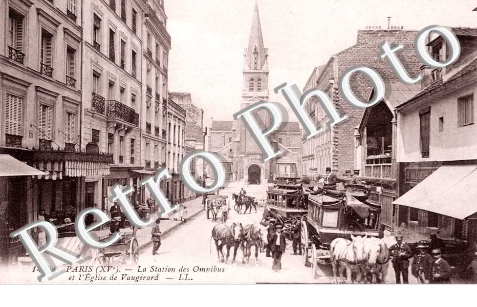 La station des omnibus et l'église de Vaugirard