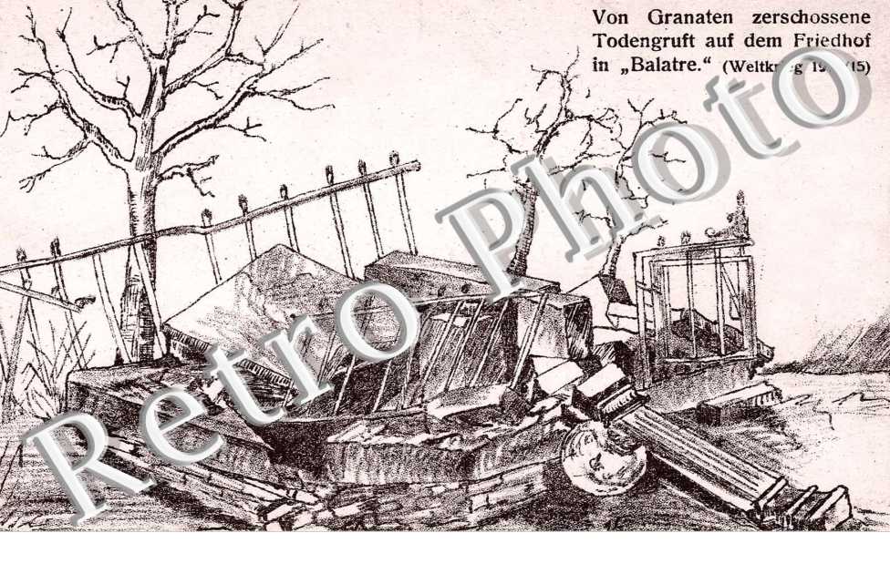 Von granaten zerschossene Todengruft auf dem Friedhof
