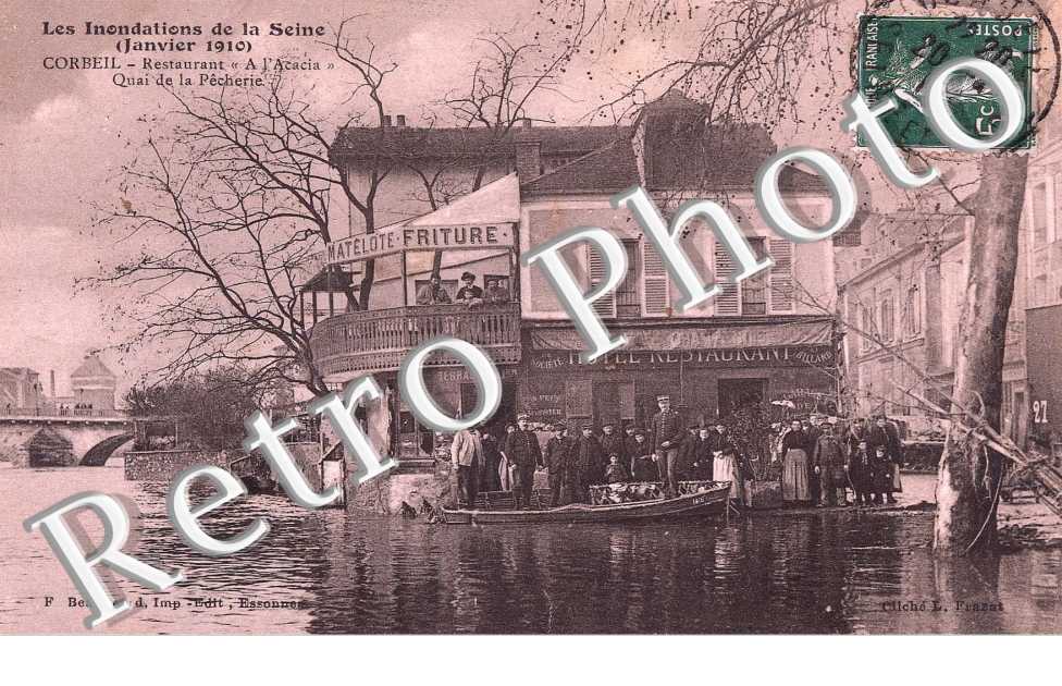 Restaurant A l'Acacia - Quai de la pecherie inondations janvier 1910