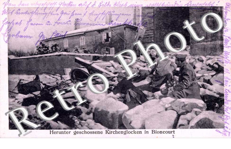 Herunter geschossene Kirchenglocken in Bioncourt