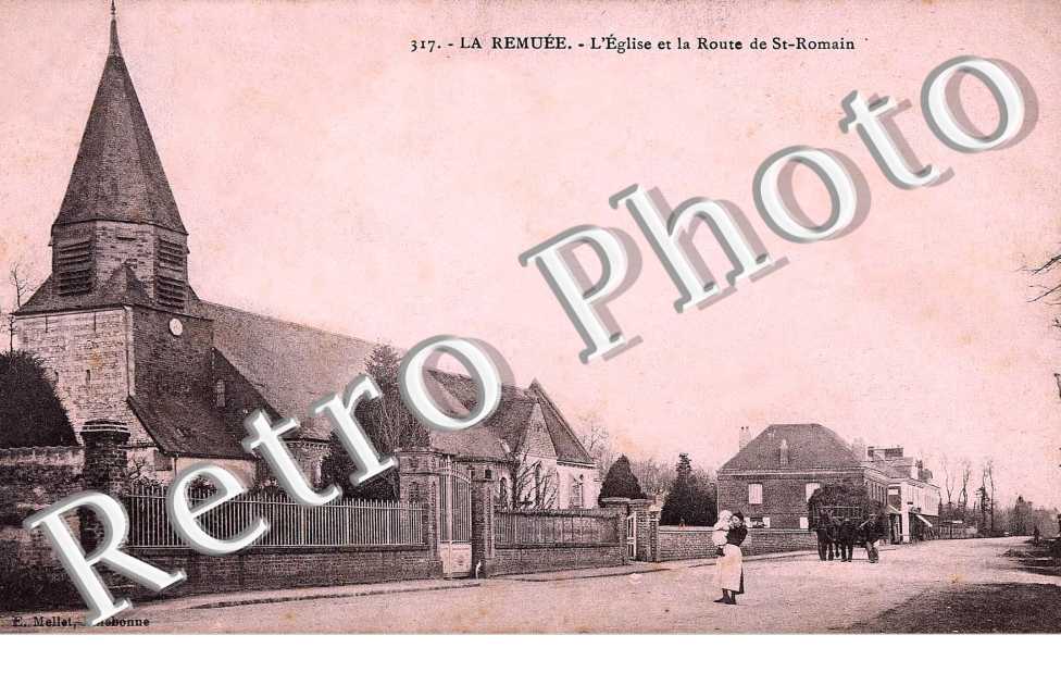 l'église et la route de Saint-Romain
