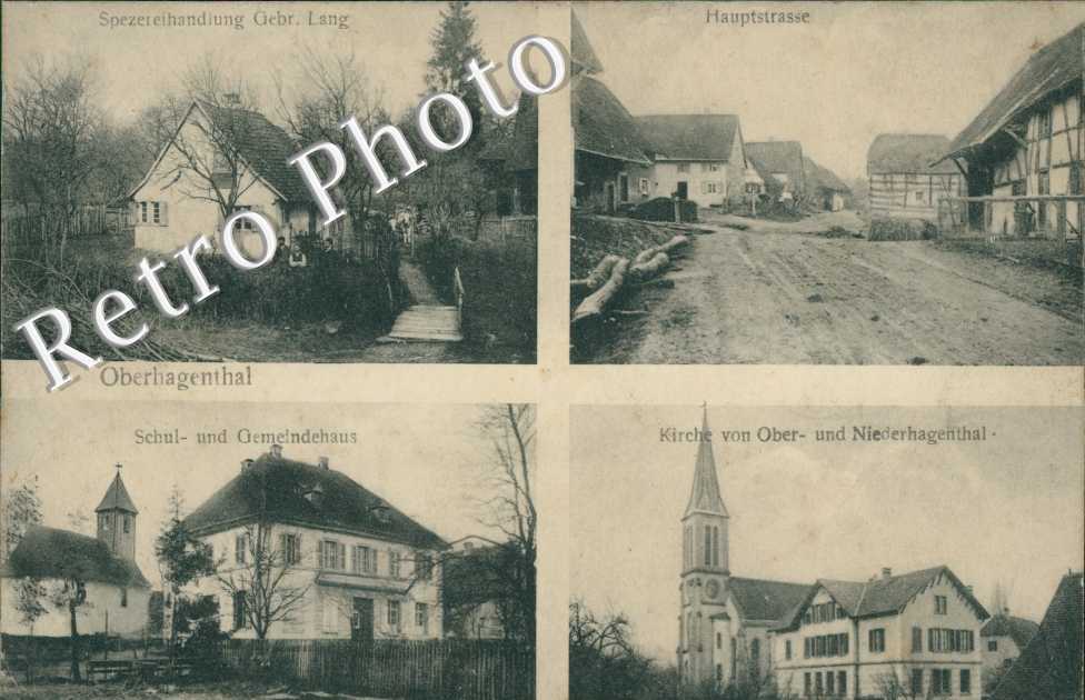 Hauptstrasse -  spezereihandlung Gebr. Lang - Schul- und Gemeindehaus - Kirche