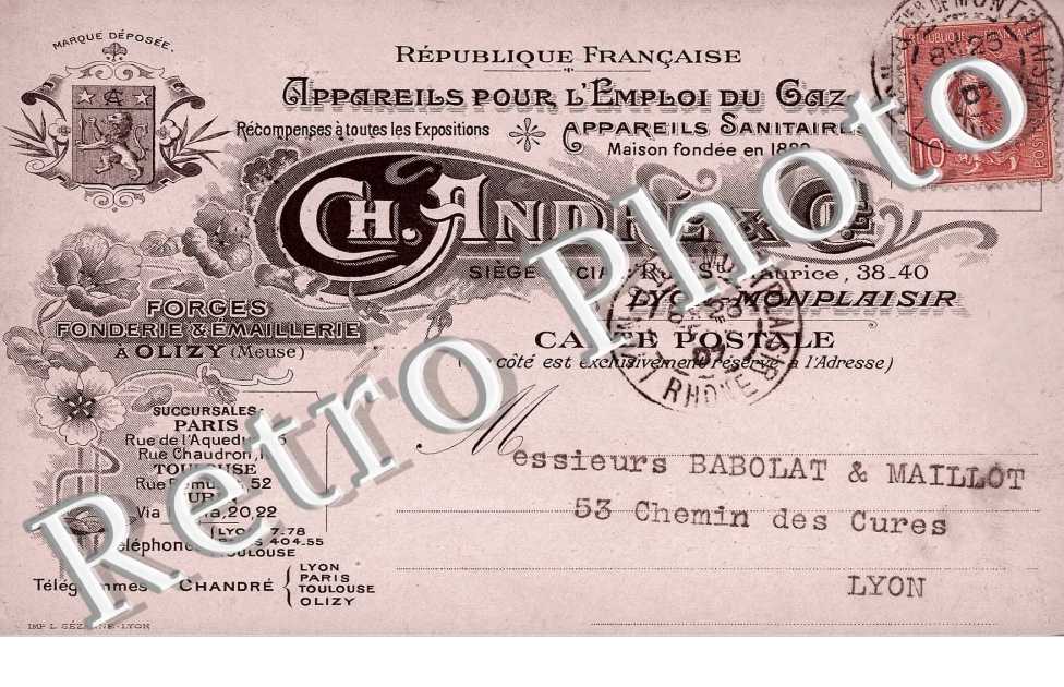 CH. Andre et Cie - Appareils pour l'emploi du gaz - carte publicitaire