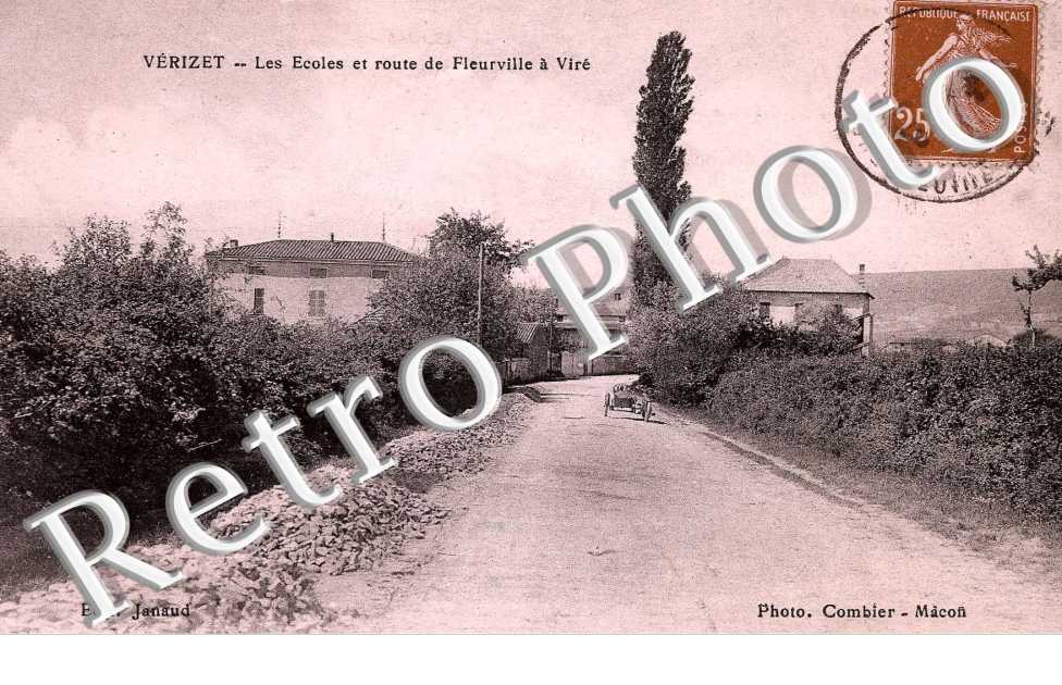 les ecoles et route de Fleurville a Vire - sidecar petit plan