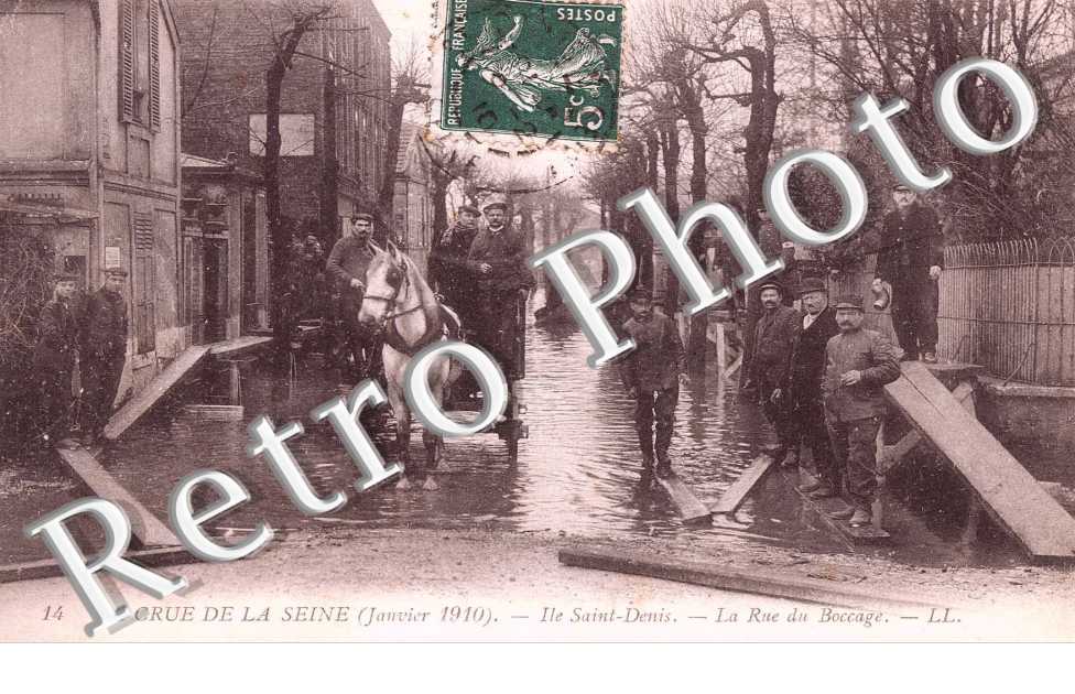 la rue du Bocage, la crue de la Seine, janvier 1910
