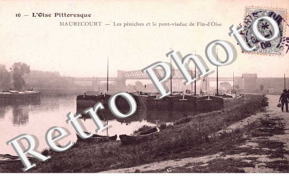 Les peniches et le Pont viaduc de Fin d'Oise