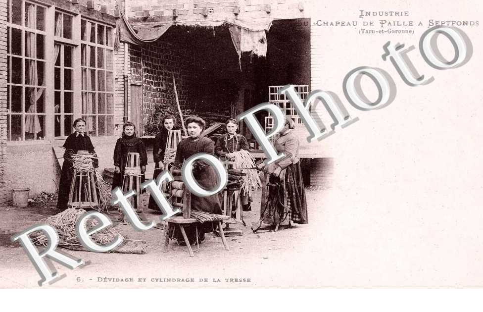 Industrie du chapeau de paille, devidage et cylindrage de la tresse