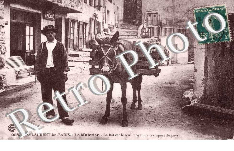 le muletier - le bat est le seulmoyen de transport du pays (folklore)