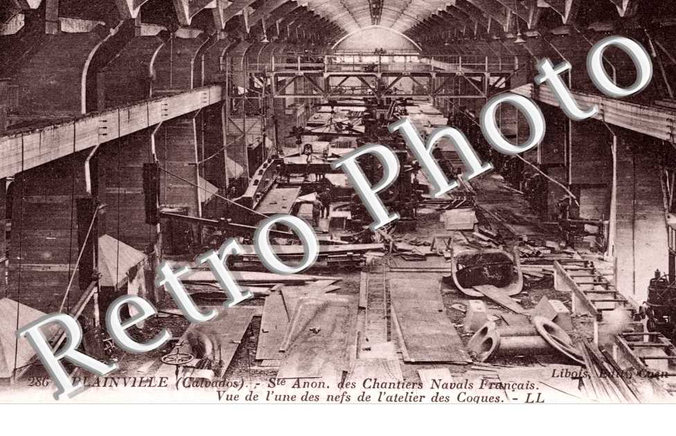 societe anonyme des chantiers navals francais, vue de l'une des nefs de l'atelier des coques