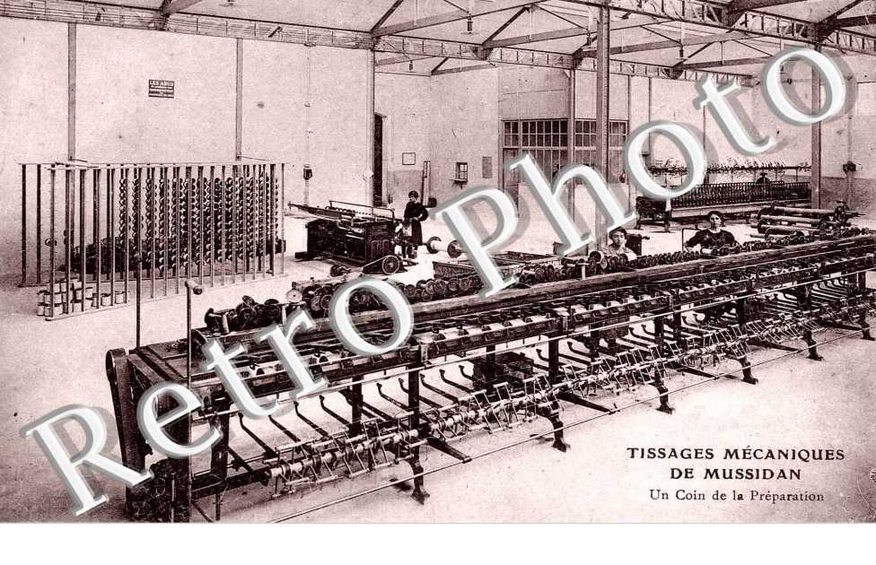Tissage mecanique. un coin de la preparation