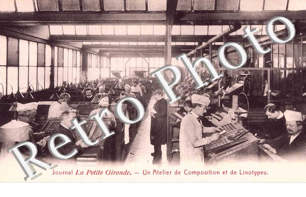 journal "la petite gironde", un atelier de composition et de linotypes