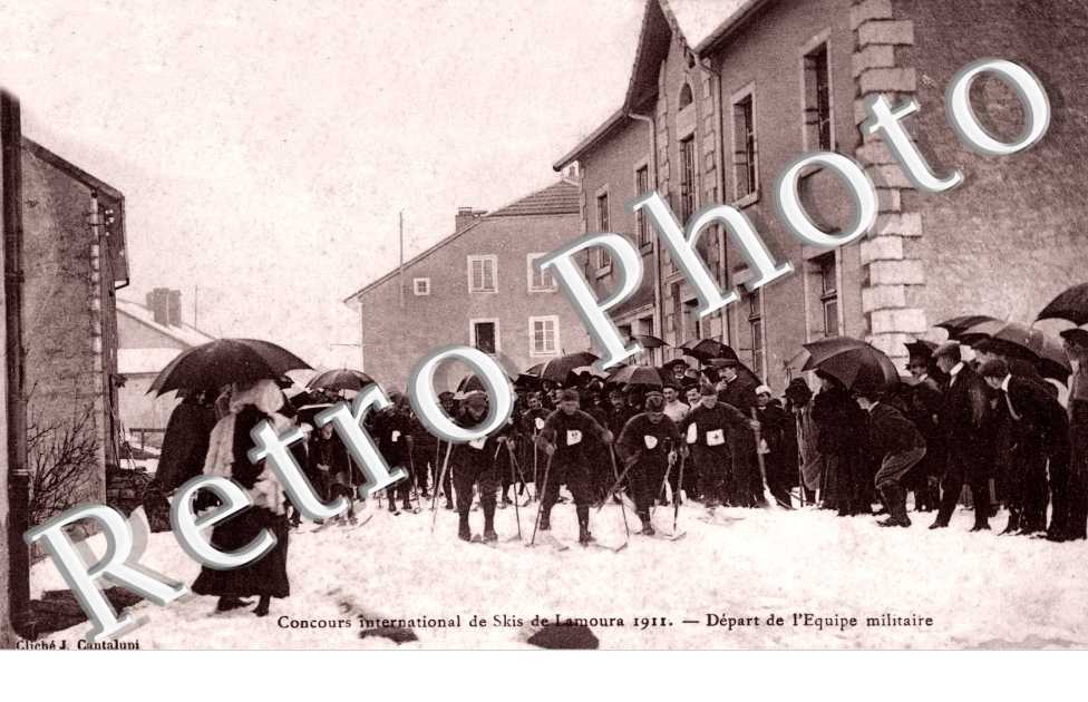 Concours international de ski 191 - sport d'hiver - depart de l'equipe militaire