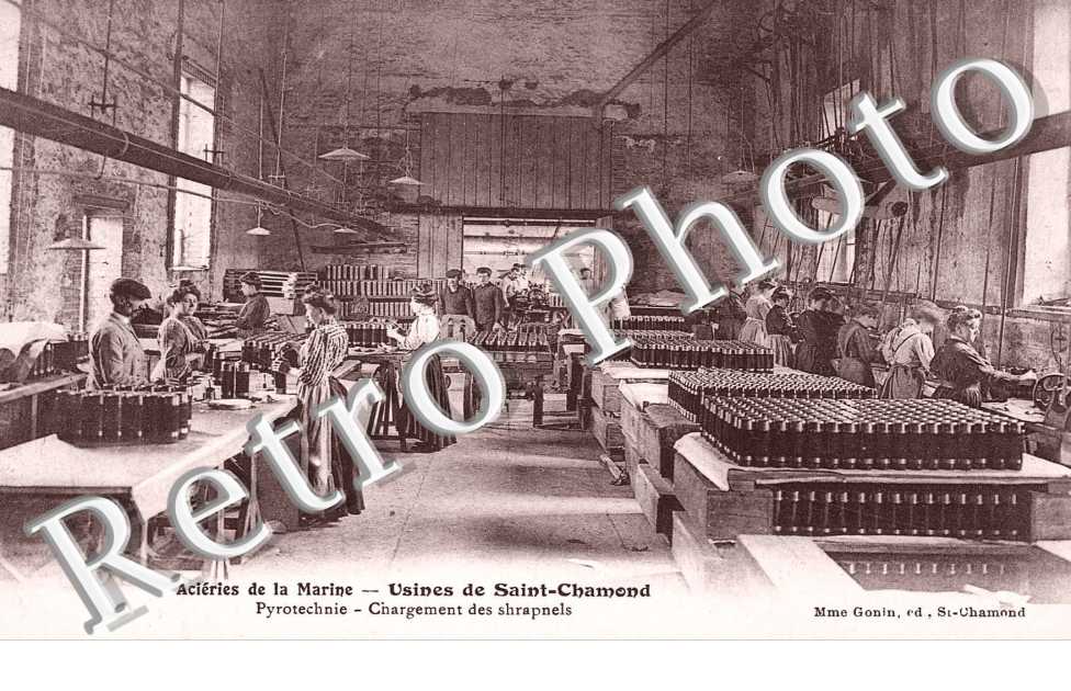 acieries de la marine, usines de st chamond, pyrotechnie, chargement des shrapnels