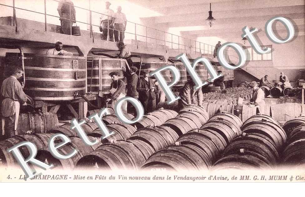mise en futs du vin nouveau dans le vendangeoir d' Avize, de MM. G. H. Mumm & cie