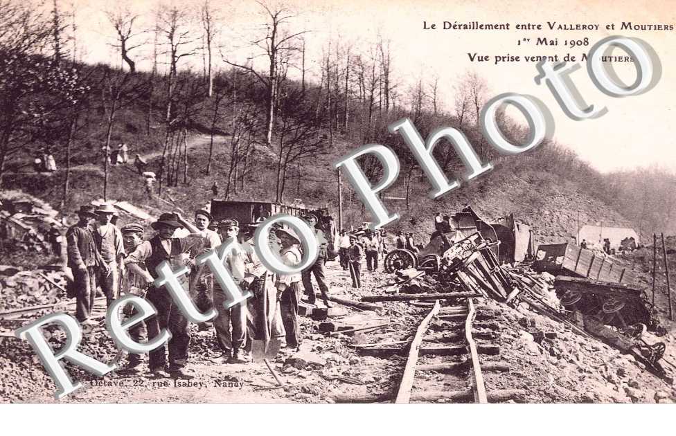 le deraillement entre Valleroy et Moutiers, 1er mai 1908, vue du bas de Remblai