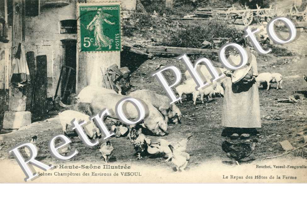 Scènes champêtres des environs de Vesoul - Le repas des hôtes de la ferme