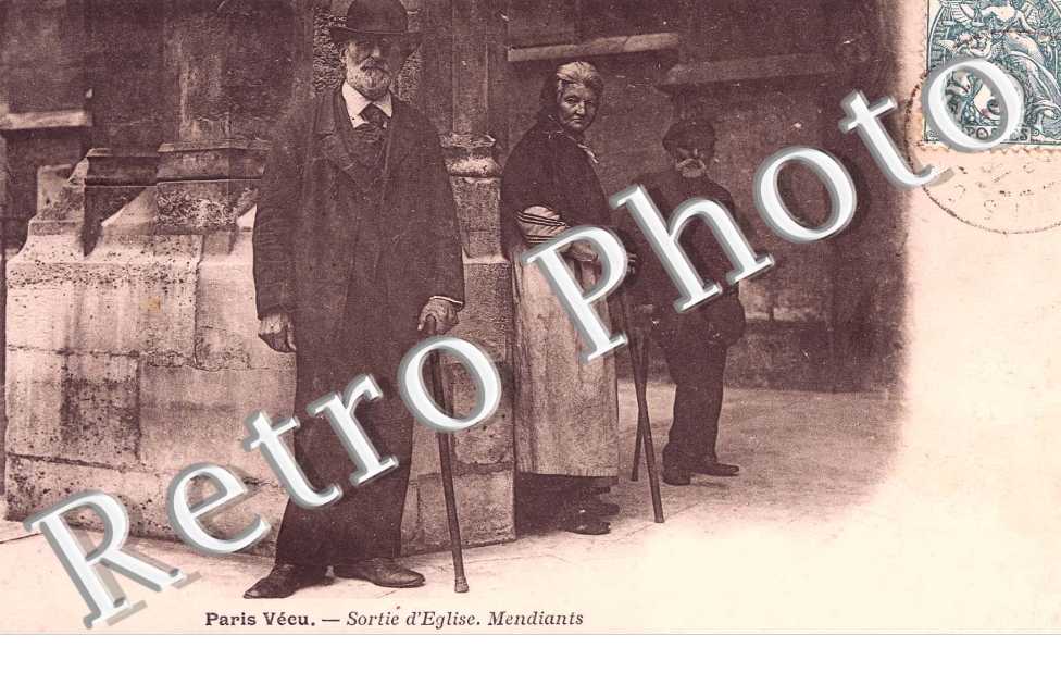 sortie d'eglise, mendiants