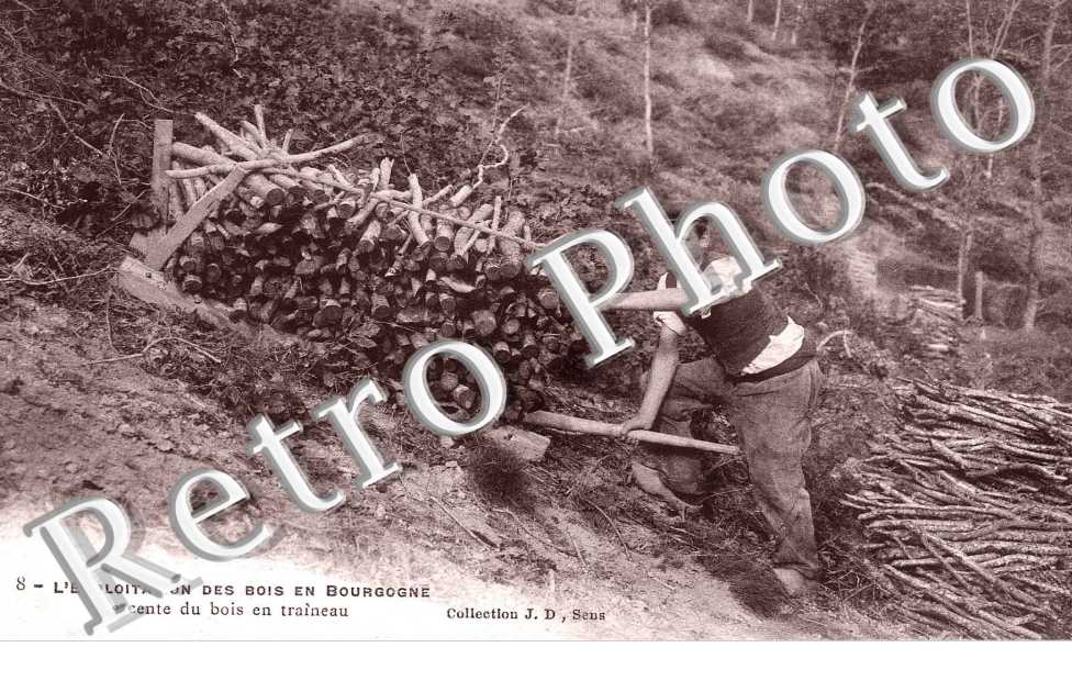 l'Exploitation des Bois - Descente du bois en traineau