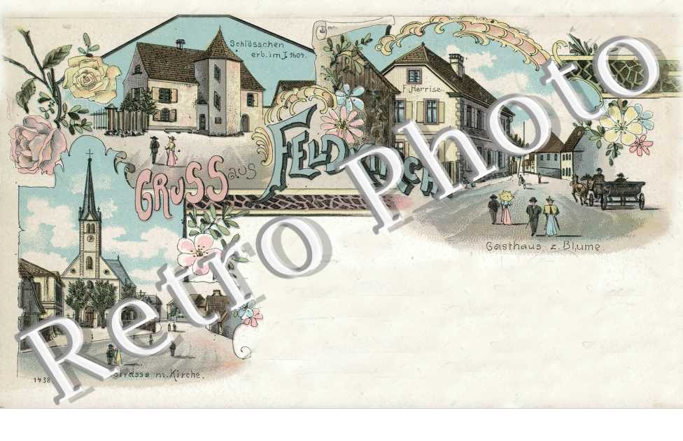strasse mit kirche Gasthaus z. Blume  Schlosschen erb. im 1604