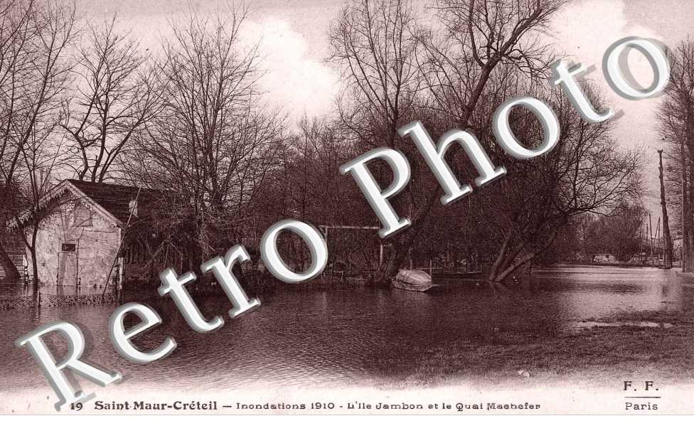 L'ile Jambon et quai Machefer - Inondations 1910