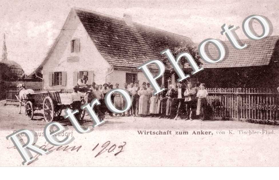 Gruss aus Neudorf  -  Wirtschaft zum Anker von K. Tischler-Flad  -  LE 1 JUIN 1903